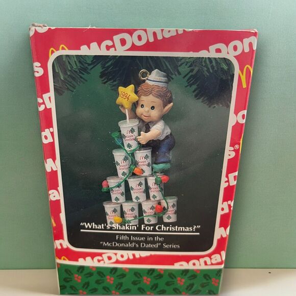 1994 Enesco Treasury McDonald's "What's Shakin' for Christmas" Ornament Shake - Picture 4 of 11